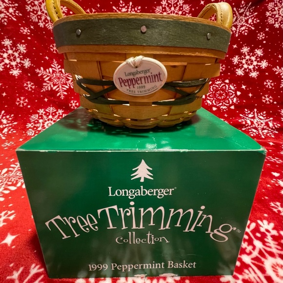 Longaberger Other - 🎄Longaberger 1999 Peppermint Tree Trimming 🎄 Basket, Protecter,Tie On